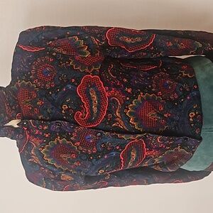 Suede and paisley dress